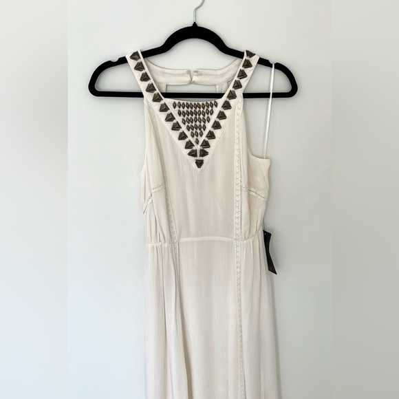 GUESS Off-White Maxi Dress Gold Embellishments Sz 6 - Picture 3 of 10